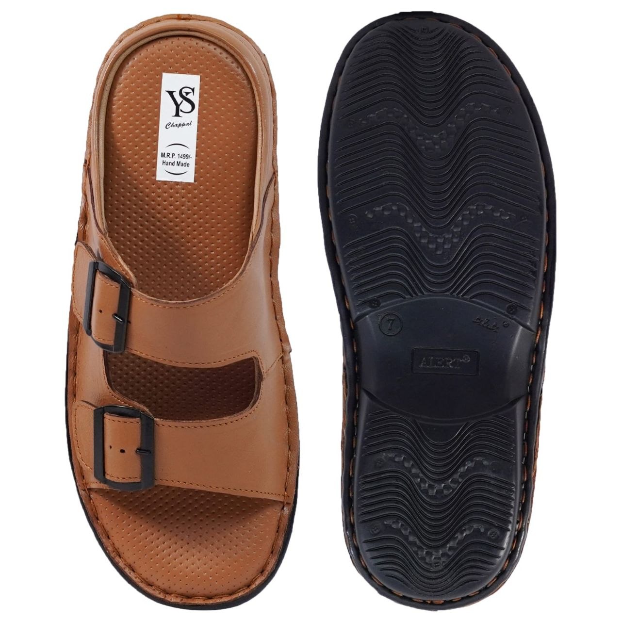 Perforated Comfort Buckle Sandal (Brown)