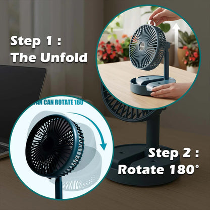 Foldable Mini Desk Fan – Adjustable Height & Angle Table Fan (1 Pc)