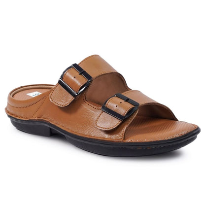 Perforated Comfort Buckle Sandal (Brown)
