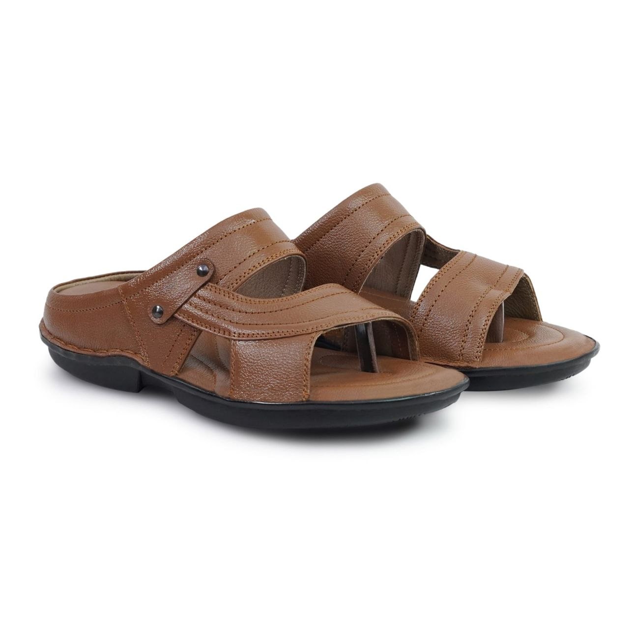 2. Dual Buckle Comfort Slide (Tan Brown)